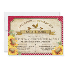 Invitación a la boda de picnic de girasoles y gall