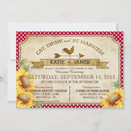 Invitación a la boda de picnic de girasoles y gall