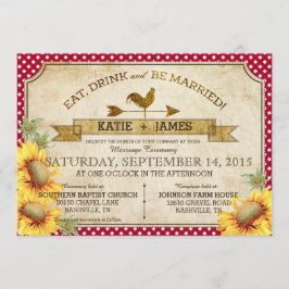 Invitación a la boda de picnic de girasoles y gall