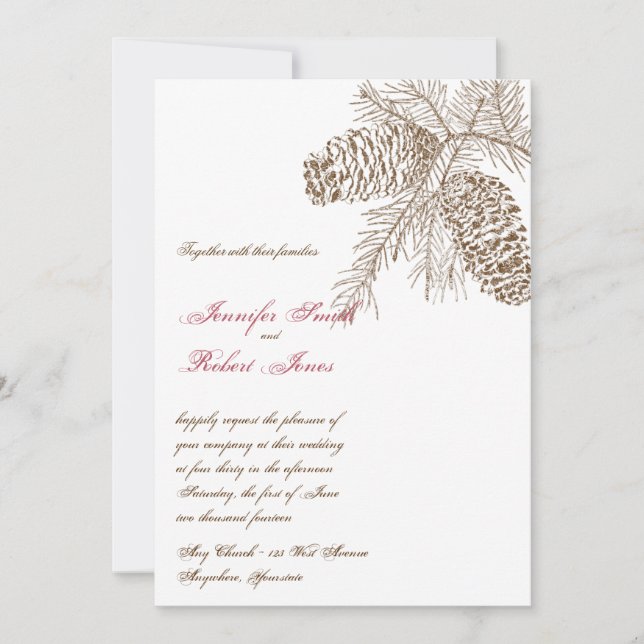Invitación a la boda de Pine Cone Nature (Anverso)