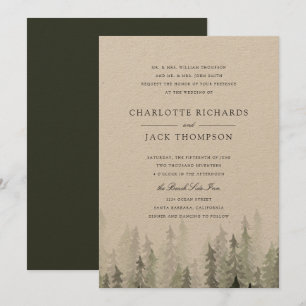 Invitación a la boda de Pine Forest