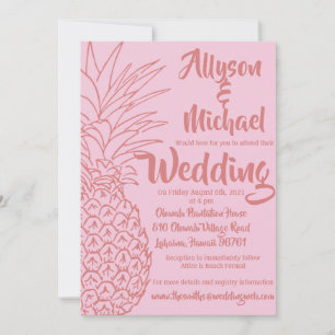 Invitación a la Boda de Pineapple Rosa y Rojo