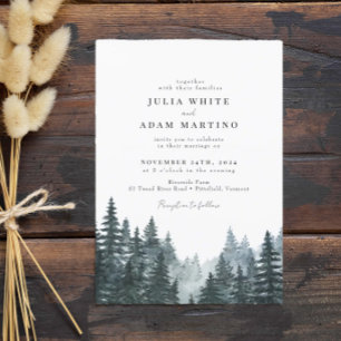 Invitación a la boda de Pines de Invierno Forestal
