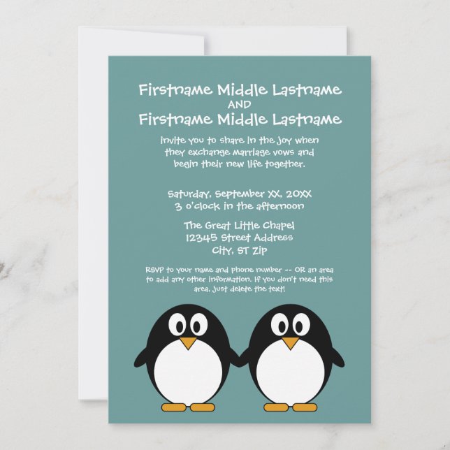 Invitación a la boda de pingüinos (Anverso)