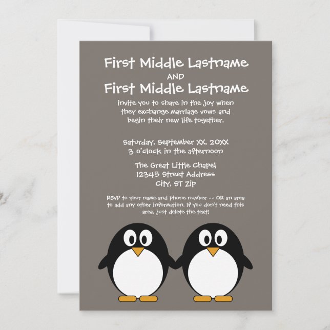 Invitación a la boda de pingüinos (Anverso)