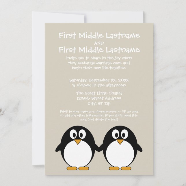 Invitación a la boda de pingüinos (Anverso)