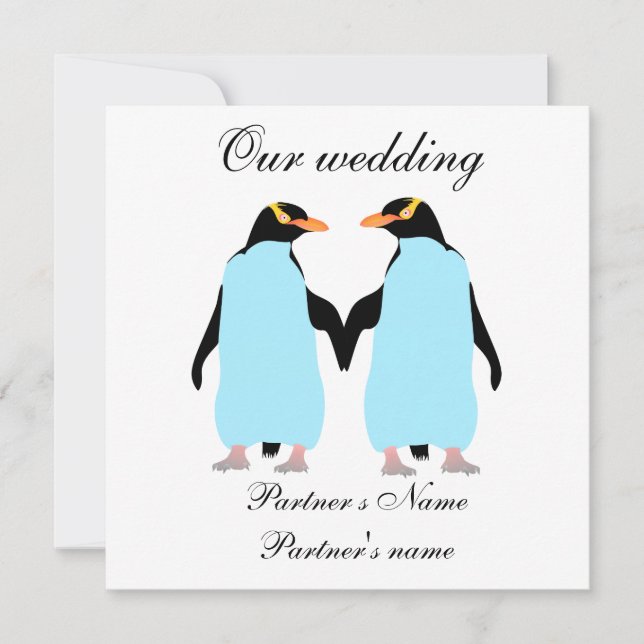 Invitación a la boda de pingüinos gays, pastel (Anverso)