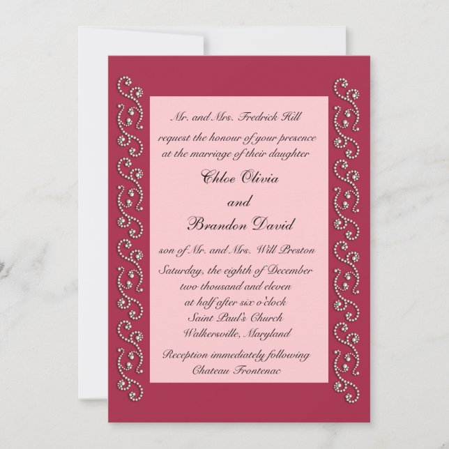 Invitación a la boda de Pink and Pearls (Anverso)