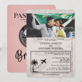 Invitación a la boda de Pink Brazil Passport