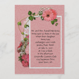 Invitación a la boda de Pink Gerber Daisy