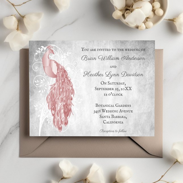 Invitación a la boda de Pink Peacock (Pink Peacock Wedding Invitation)