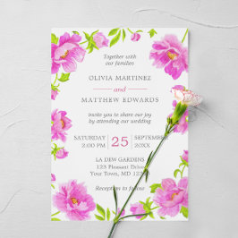 Invitación a la boda de Pink Peonies Floral Magent