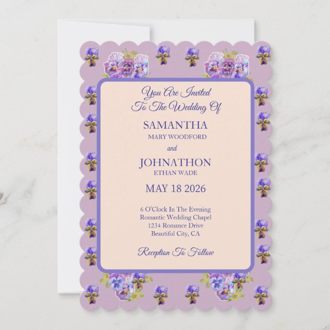 Invitación a la boda de Pink Shabby Chic Flower Pa (Anverso)