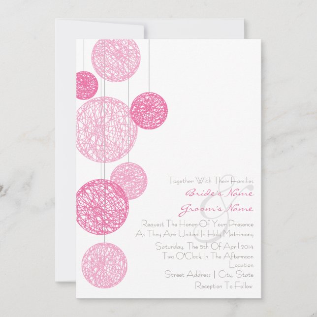Invitación a la boda de pink Twine Globes (Anverso)