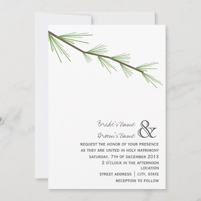 Invitación a la boda de pino (Anverso)