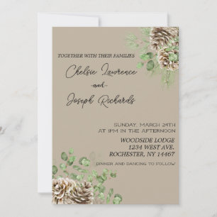 Invitación a la boda de pino y verde