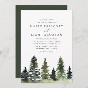 Invitación a la boda de pinos de bosque rústico