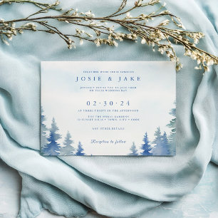 invitación a la boda de pinos de invierno azul bon