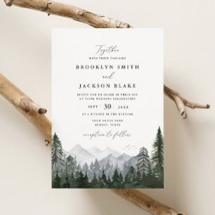 Invitación a la boda de pinos de montaña rusa