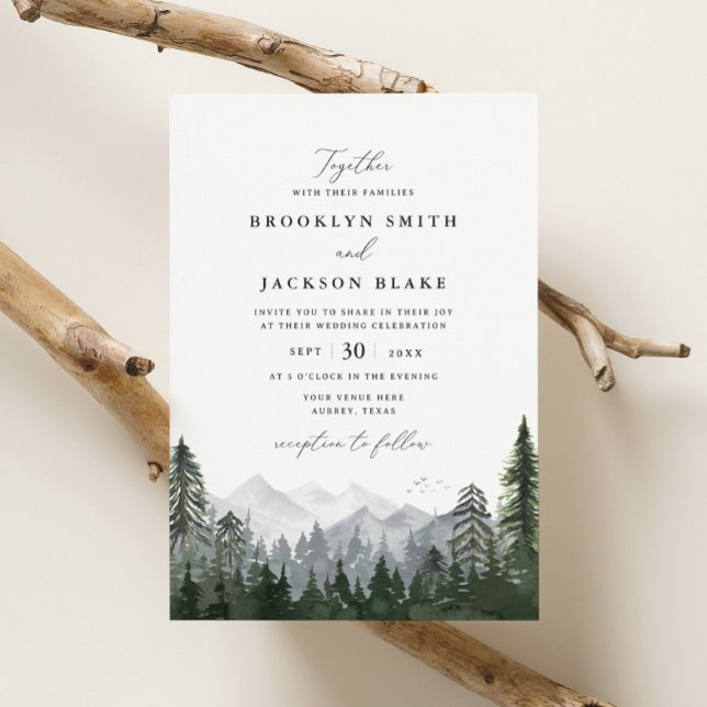 Invitación a la boda de pinos de montaña rusa (Subido por el creador)