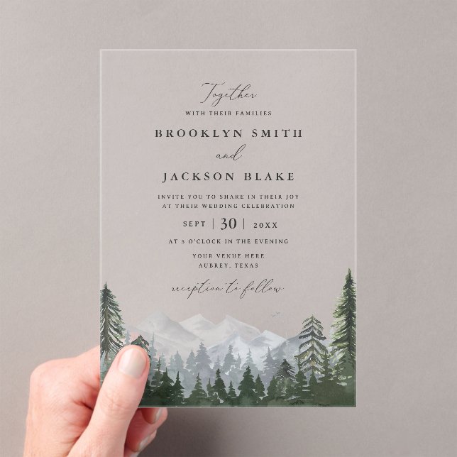 Invitación a la boda de pinos de montaña rusa (Insitu (portátil))