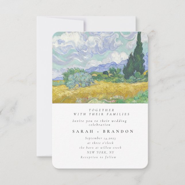 Invitación a la boda de pintura antigua de Lanscap (Anverso)