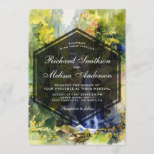 Invitación a la boda de pintura de cascada paisaji