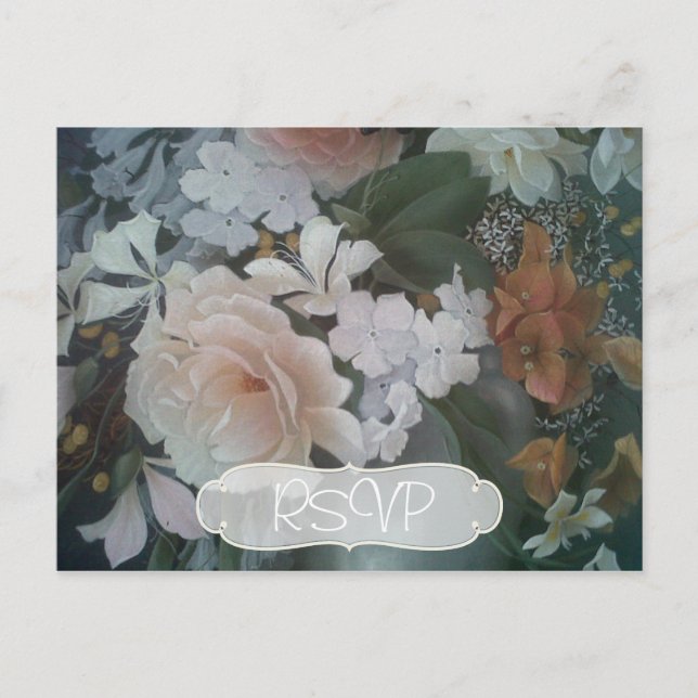 Invitación a la boda de pintura de flores RSVP con (Anverso)