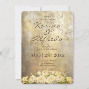 Invitación a la boda de pintura dorada
