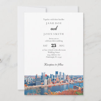 Invitación a la boda de Pittsburgh Skyline