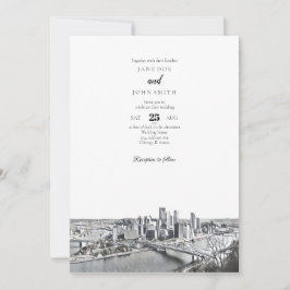 Invitación a la boda de Pittsburgh Skyline