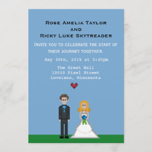 Invitación a la boda de Pixel Gamer Blonde Bride &