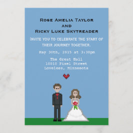 Invitación a la boda de Pixel Gamer Bride & Groom