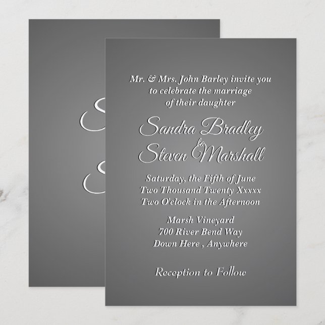 Invitación a la boda de pizarra (Anverso / Reverso)