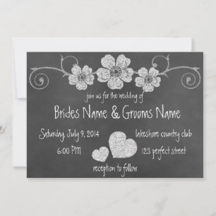 Invitación a la boda de pizarra de rosas blancas s