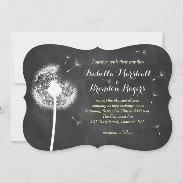 Invitación a la boda de pizarra floral (amarillo) (Anverso)
