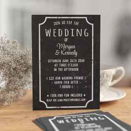 Invitación a la boda de pizarra negra y blanca