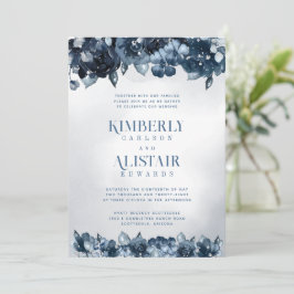 Invitación a la boda de plata azul de la Marina Du