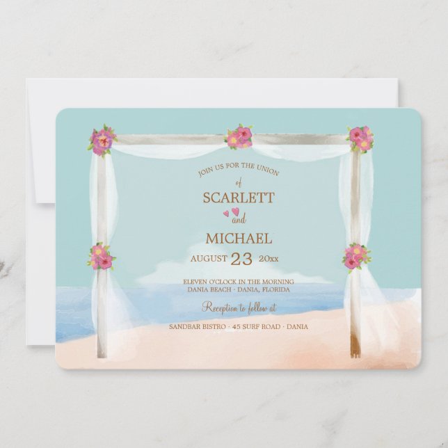 Invitación a la boda de playa (Anverso)
