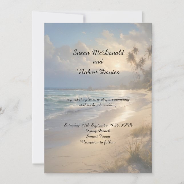 Invitación a la boda de playa (Anverso)