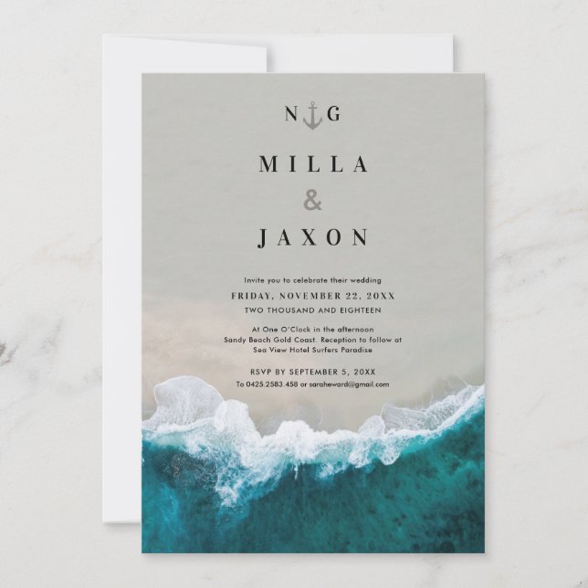 Invitación a la boda de playa (Anverso)