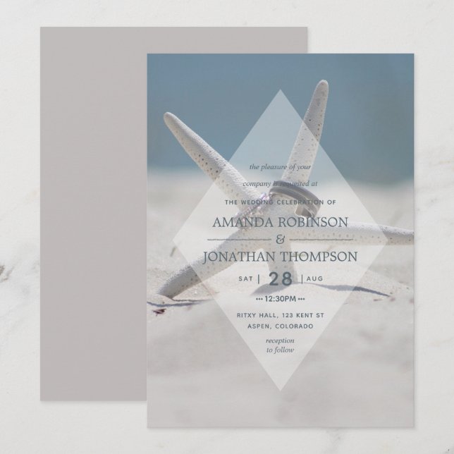 Invitación a la boda de playa (Anverso / Reverso)