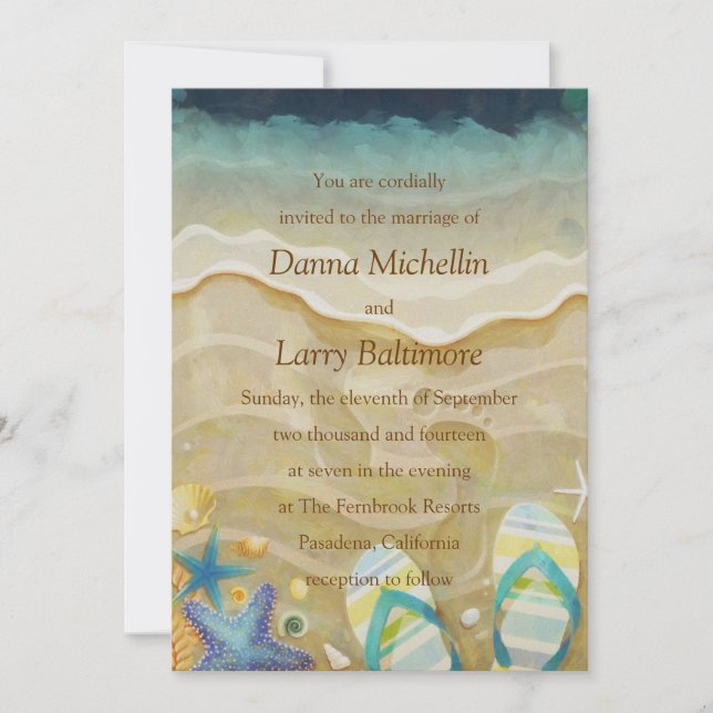 Invitación a la boda de playa (Anverso)