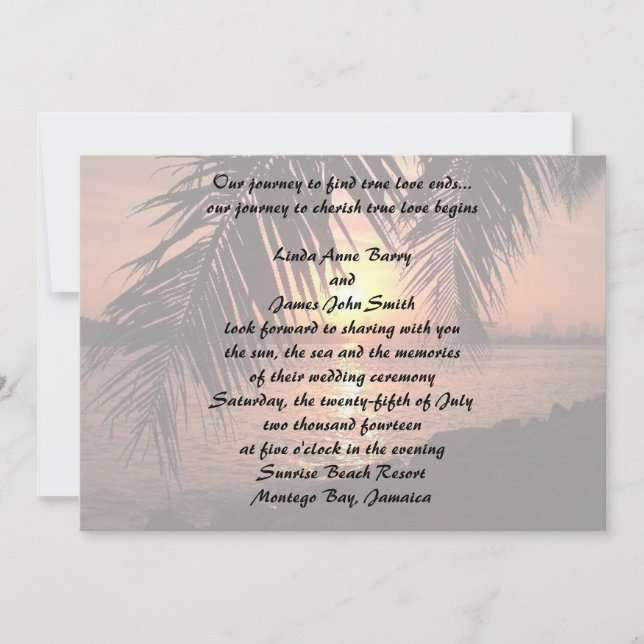 Invitación a la boda de playa (Anverso)