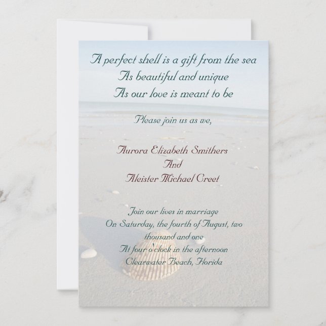 Invitación a la boda de playa (Anverso)