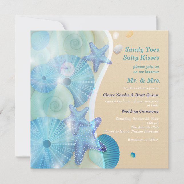 Invitación a la boda de playa (Anverso)
