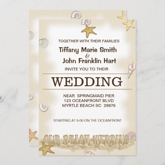 Invitación a la boda de playa (Anverso / Reverso)