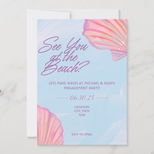 Invitación a la boda de playa (Anverso)