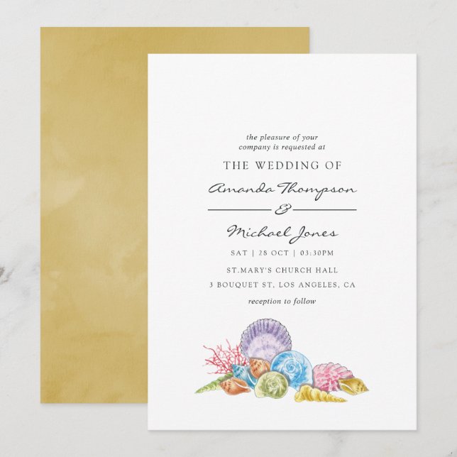 Invitación a la boda de playa (Anverso / Reverso)