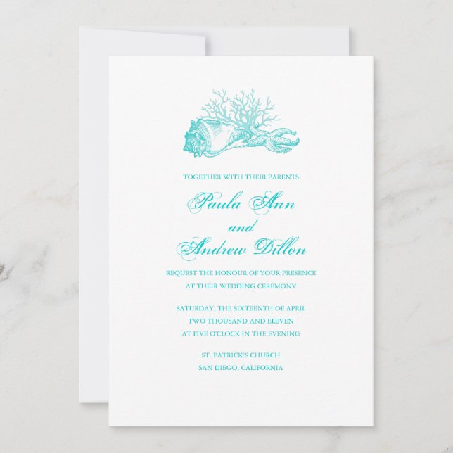 Invitación a la boda de playa (Anverso)